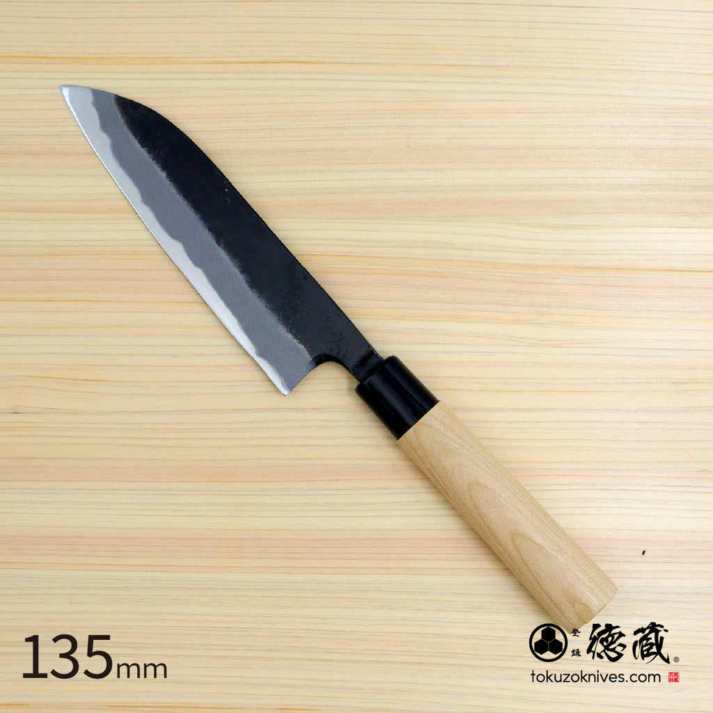徳蔵　白鋼　黒打仕上　三徳包丁　桜柄