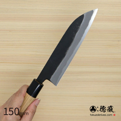 徳蔵　白鋼　黒打仕上　三徳包丁　桜柄