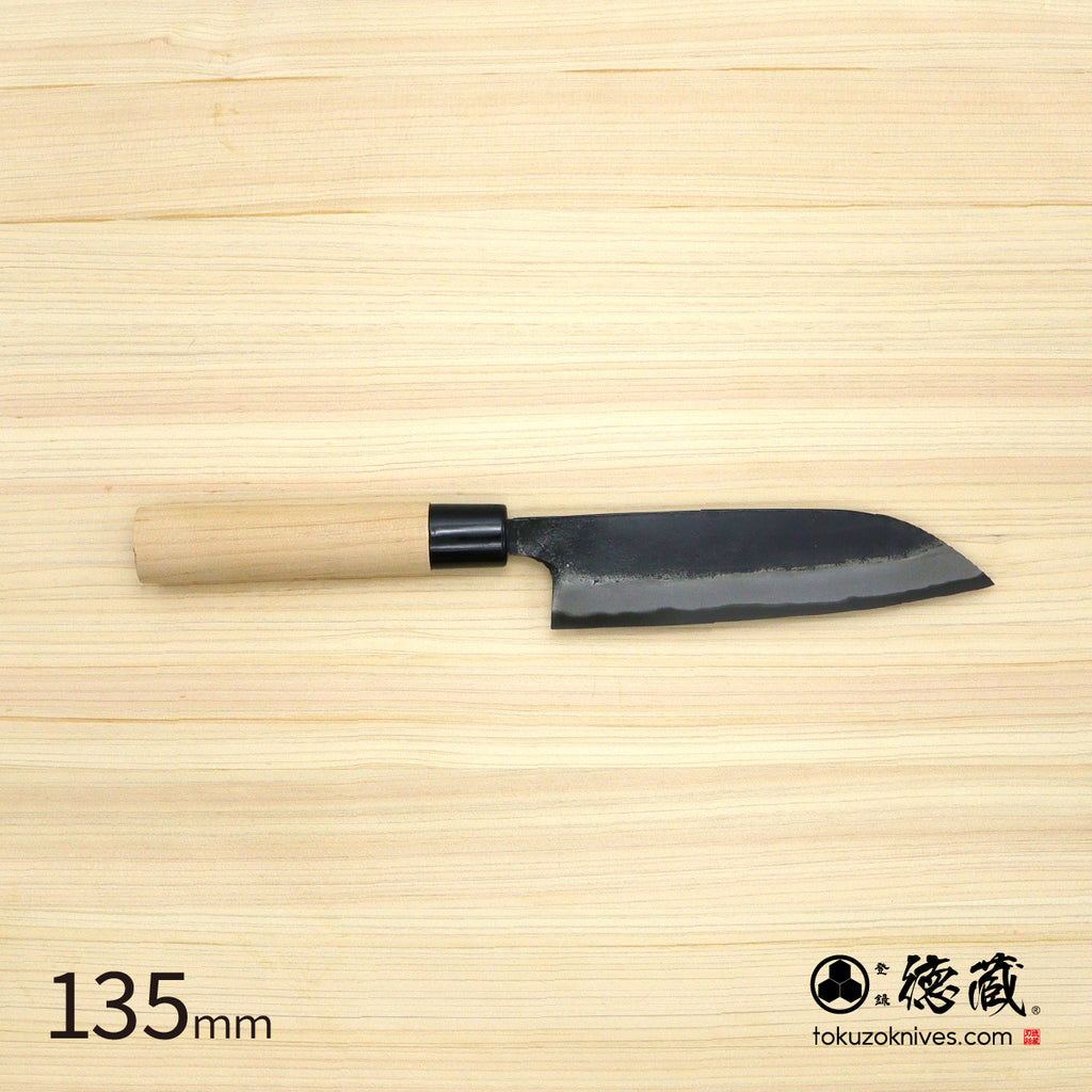 德藏 黑涂 三德刀 白钢 樱花木手柄