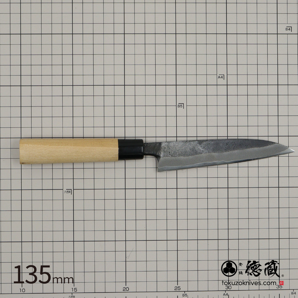 德藏 白钢 淬火留黑加工 万能小刀 樱花木手柄