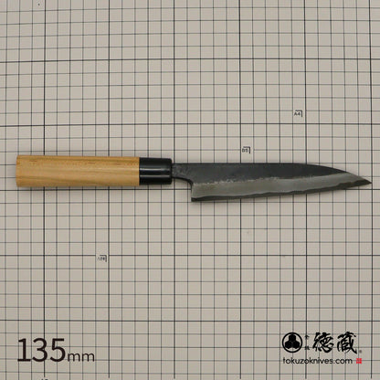 徳蔵 黒打 ペティナイフ 白鋼 黒染 桜柄