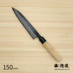 德藏 黑打 水果刀 白钢 黑染 樱花手柄