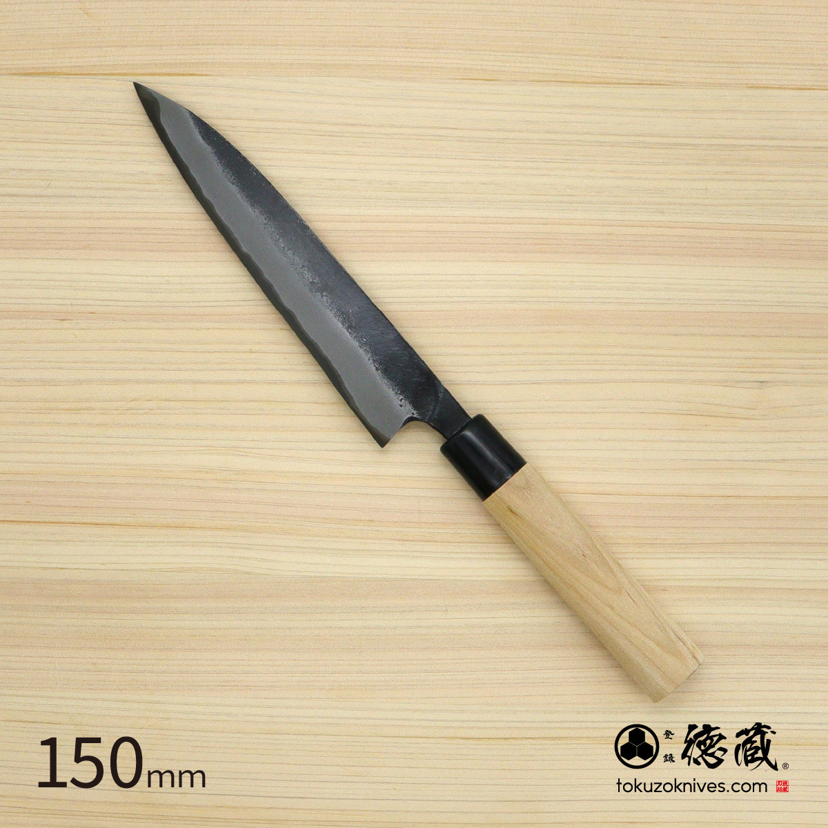 德藏 黑打 水果刀 白钢 黑染 樱花手柄