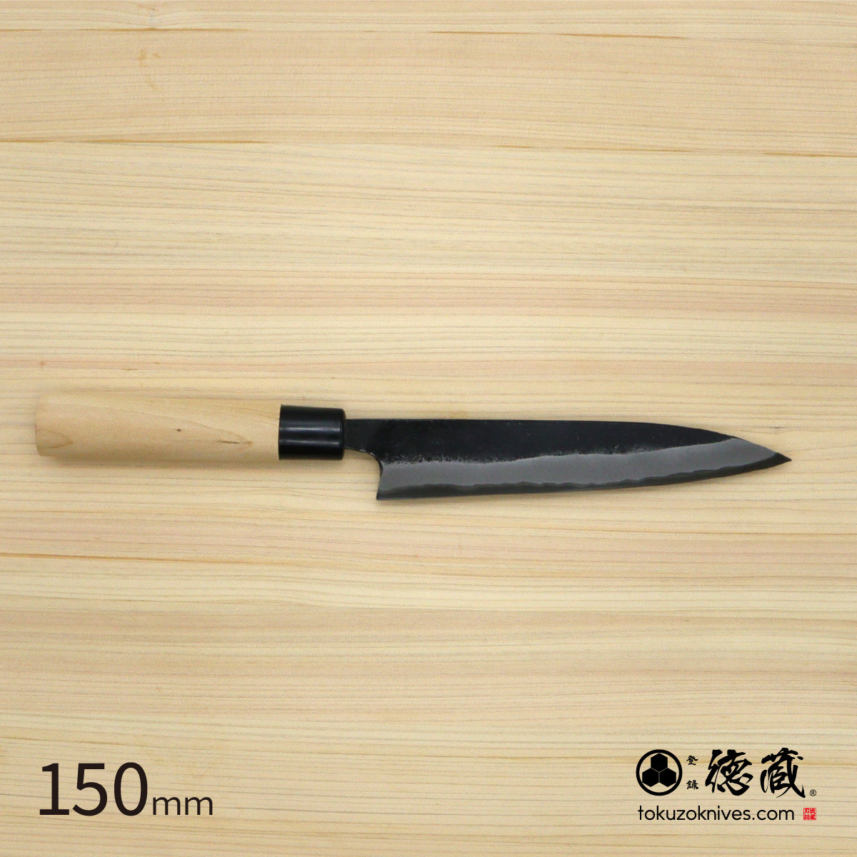 德藏 黑打 水果刀 白钢 黑染 樱花手柄