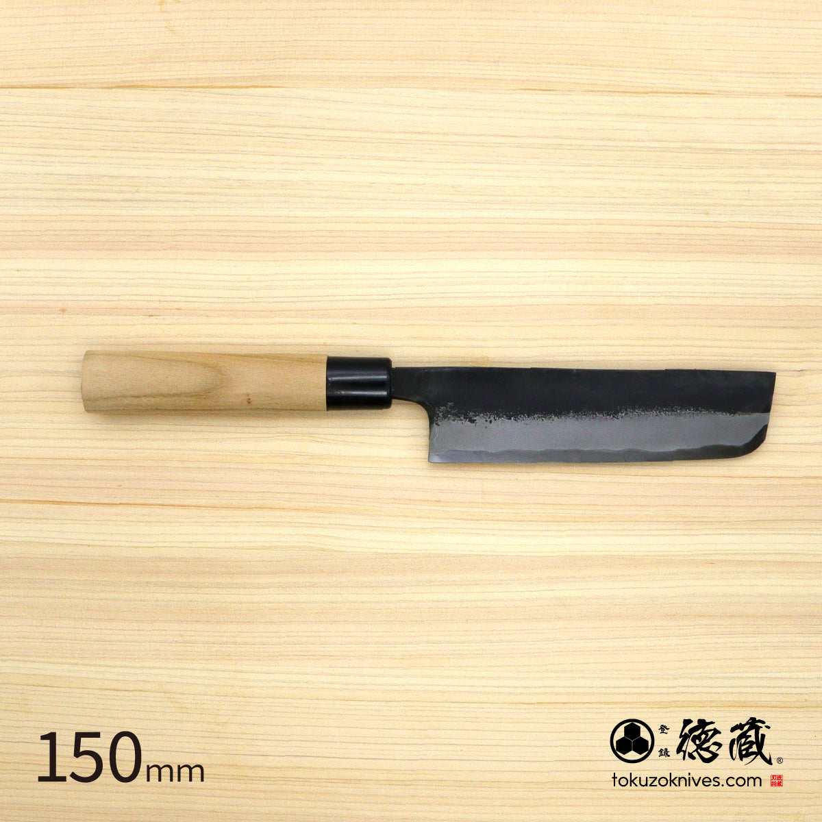 德藏 白钢 黑打厨刀 120mm 樱木柄