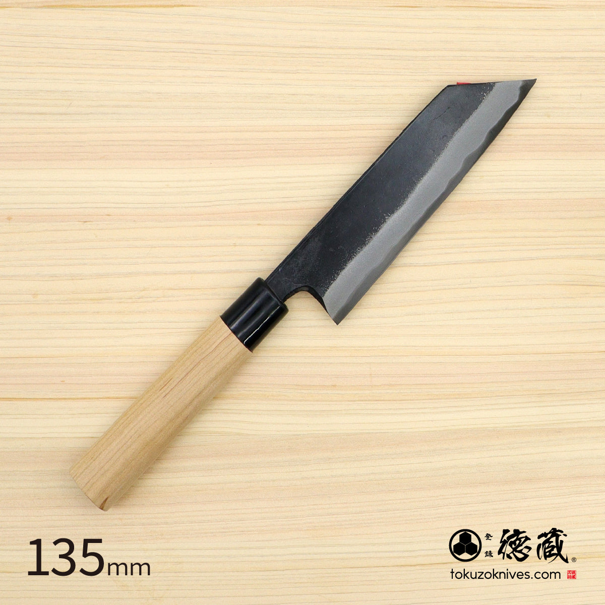 德藏 白钢 黑打厨刀 120mm 樱木柄