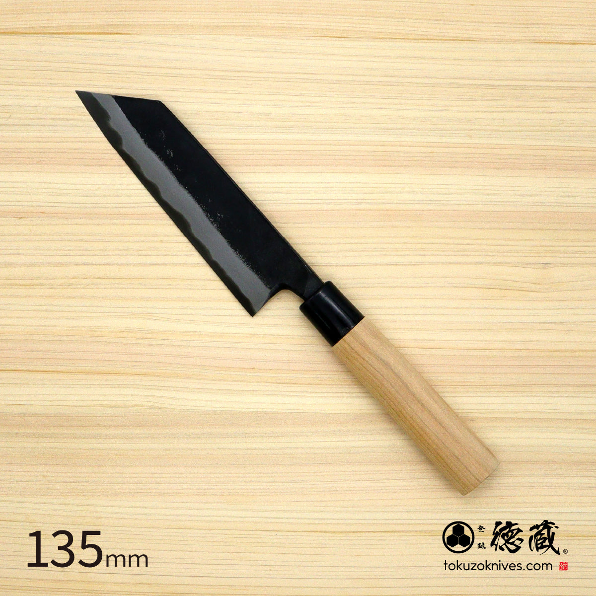 德藏 白钢 黑打厨刀 120mm 樱木柄