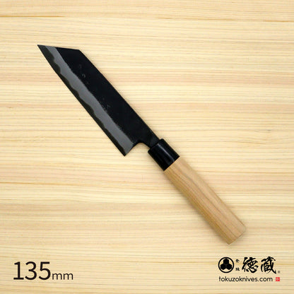 徳蔵 黒打 文化包丁 白鋼 黒染 桜柄