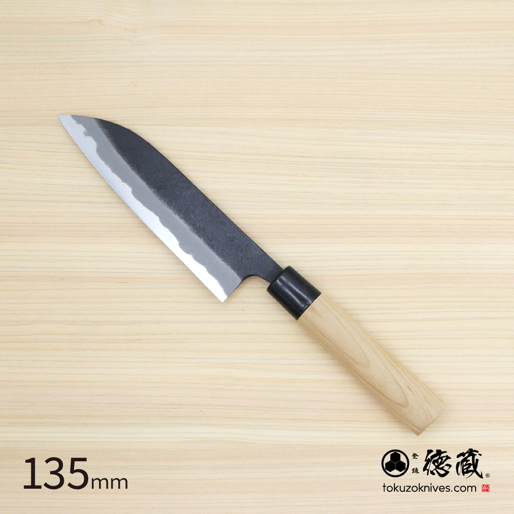 徳蔵　白二　黒打仕上　三徳包丁　桜柄