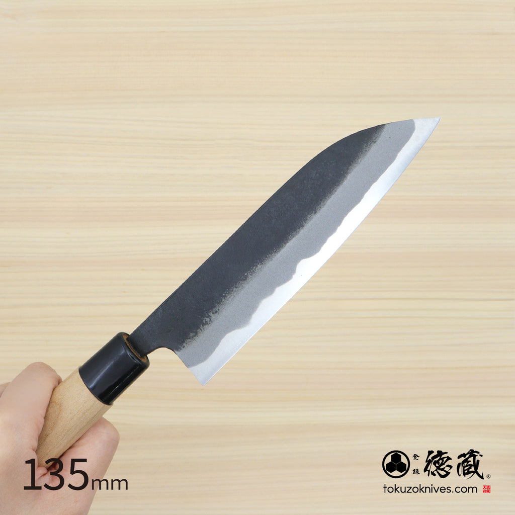 徳蔵　白二　黒打仕上　三徳包丁　桜柄