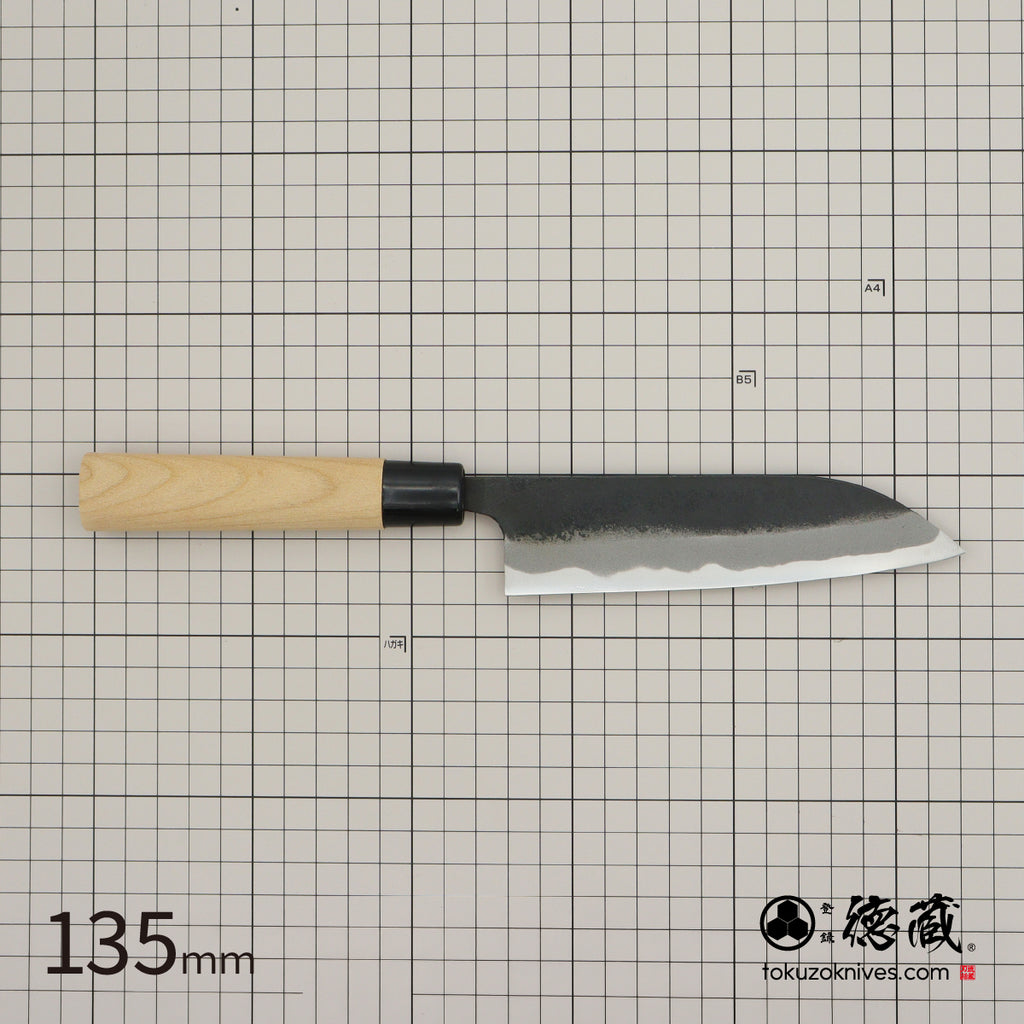 徳蔵　白二　黒打仕上　三徳包丁　桜柄