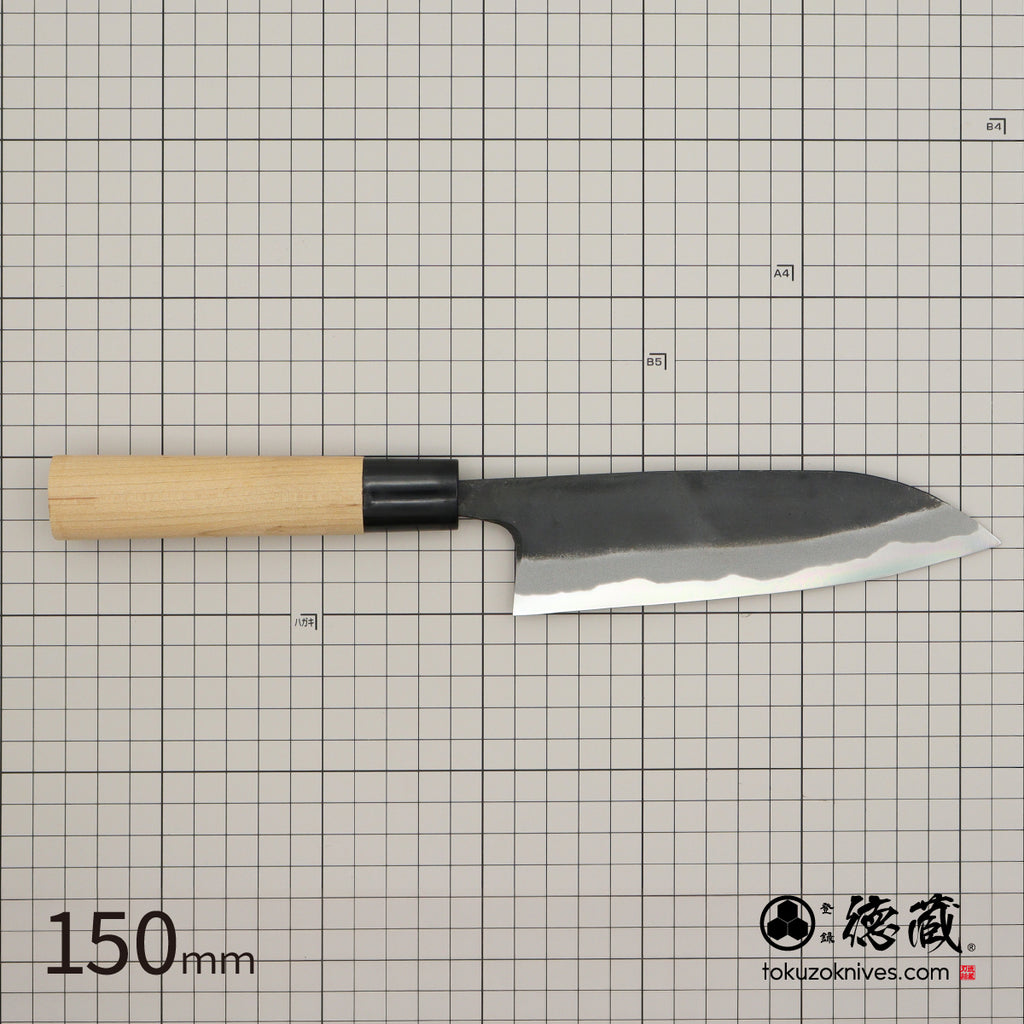徳蔵　白二　黒打仕上　三徳包丁　桜柄
