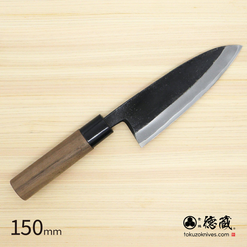 徳蔵 黒打 出刃 青二 胡桃柄