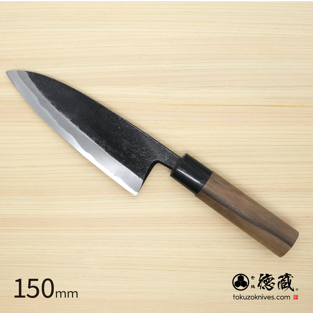 徳蔵 黒打 出刃 青二 胡桃柄