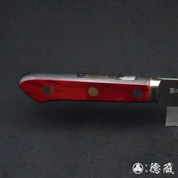 Blue S Polished finish Santoku knife Red and black handle