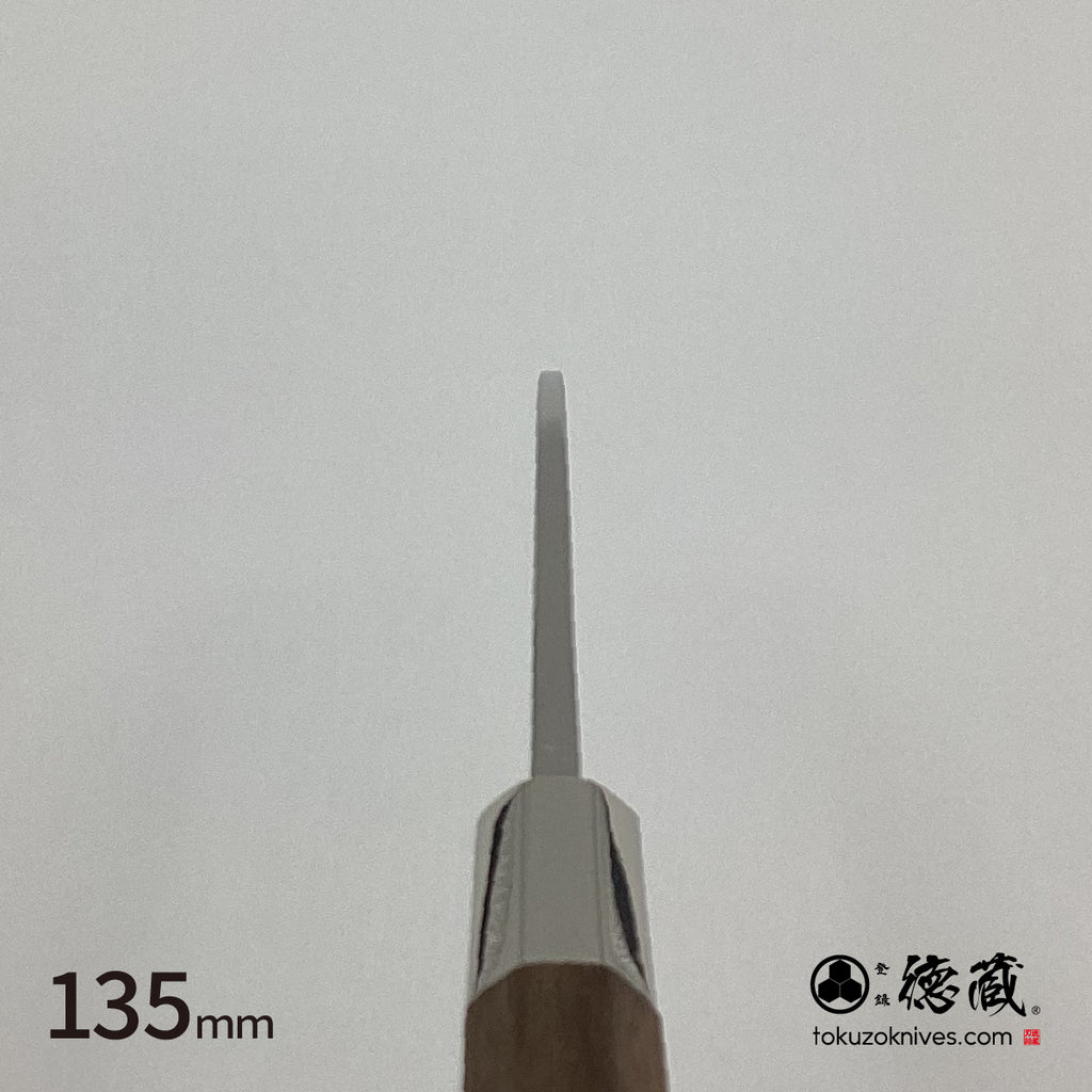 银三 镜面 双刃 出刃刀 胡桃木八角柄