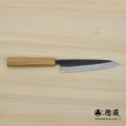 Carbon White Steel No. 2　 Deba-knife　blackened finish Cherry Wood Octagonal Handle