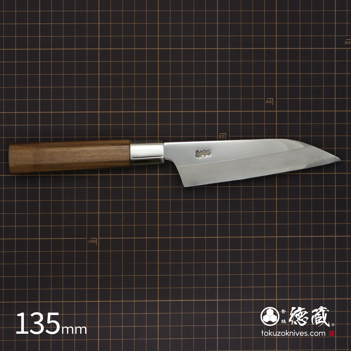 Ginsan (Stainless Silver Steel No. 3）　Petty / Paring Knife　Walnut Octagonal Tensoge Handle