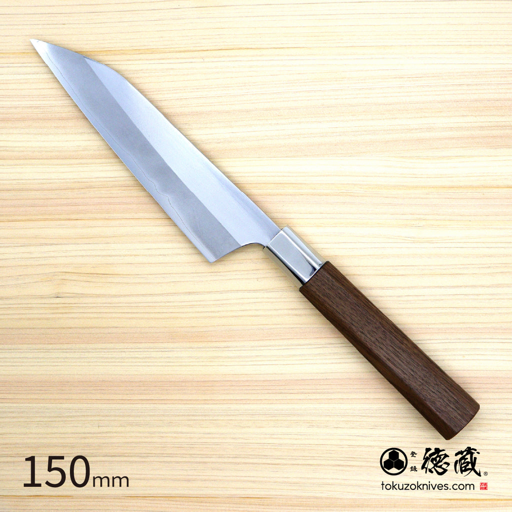 Ginsan (Stainless Silver Steel No. 3）　Petty / Paring Knife　Walnut Octagonal Tensoge Handle