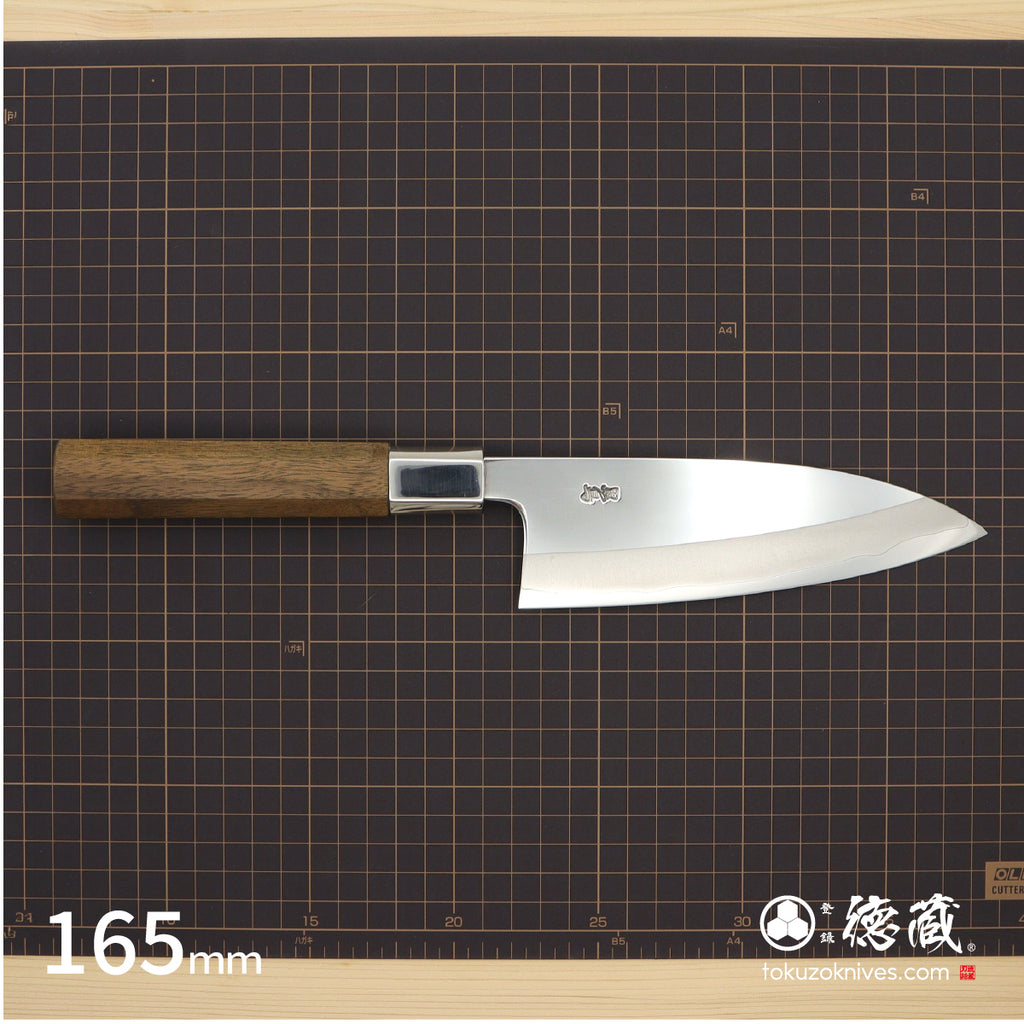銀三 鏡面 両刃 出刃包丁 胡桃八角