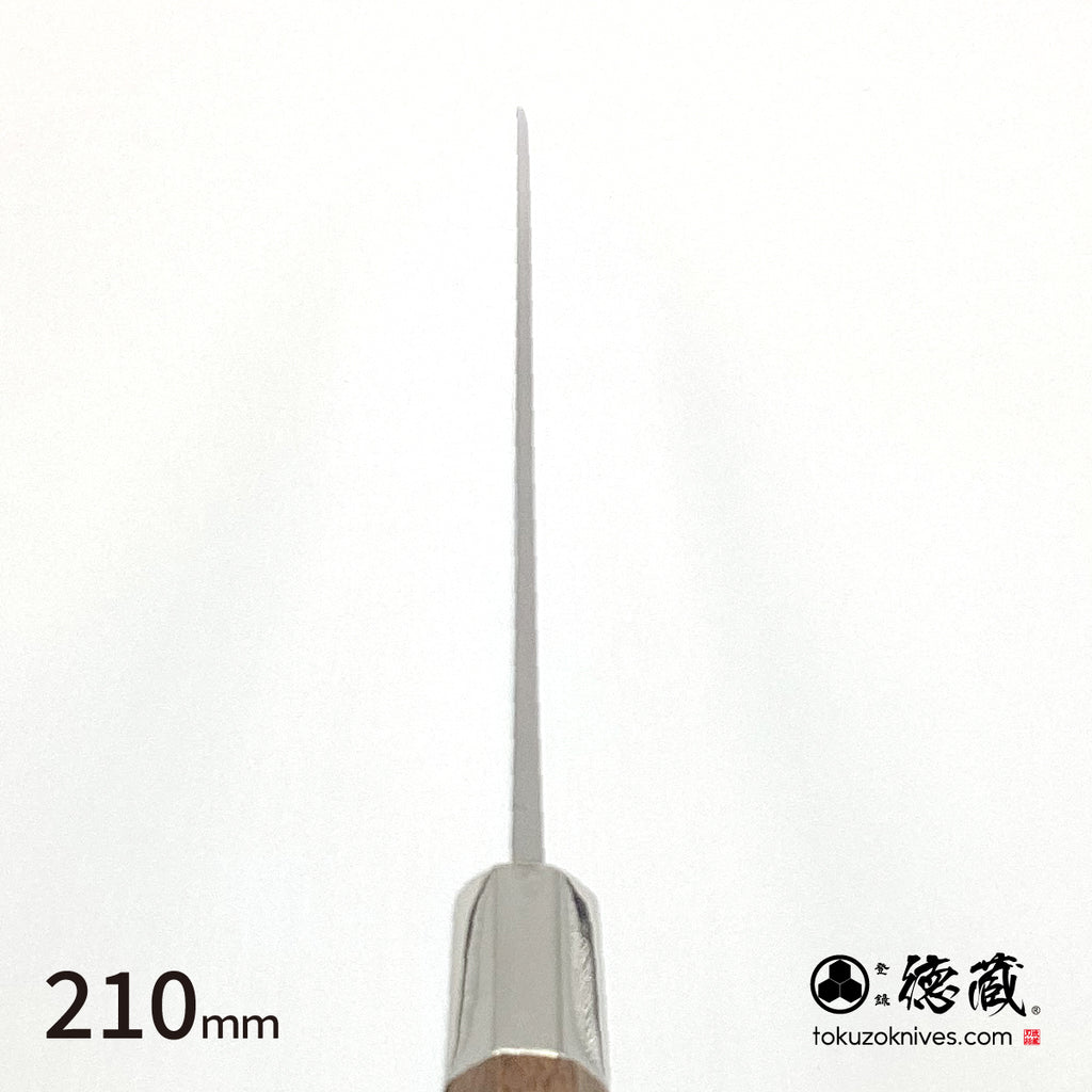 Stainless Silver Steel No. 3　Mirror Finish　Sujibiki Knife (Slicer)　Walnut Tree Octagonal Handle