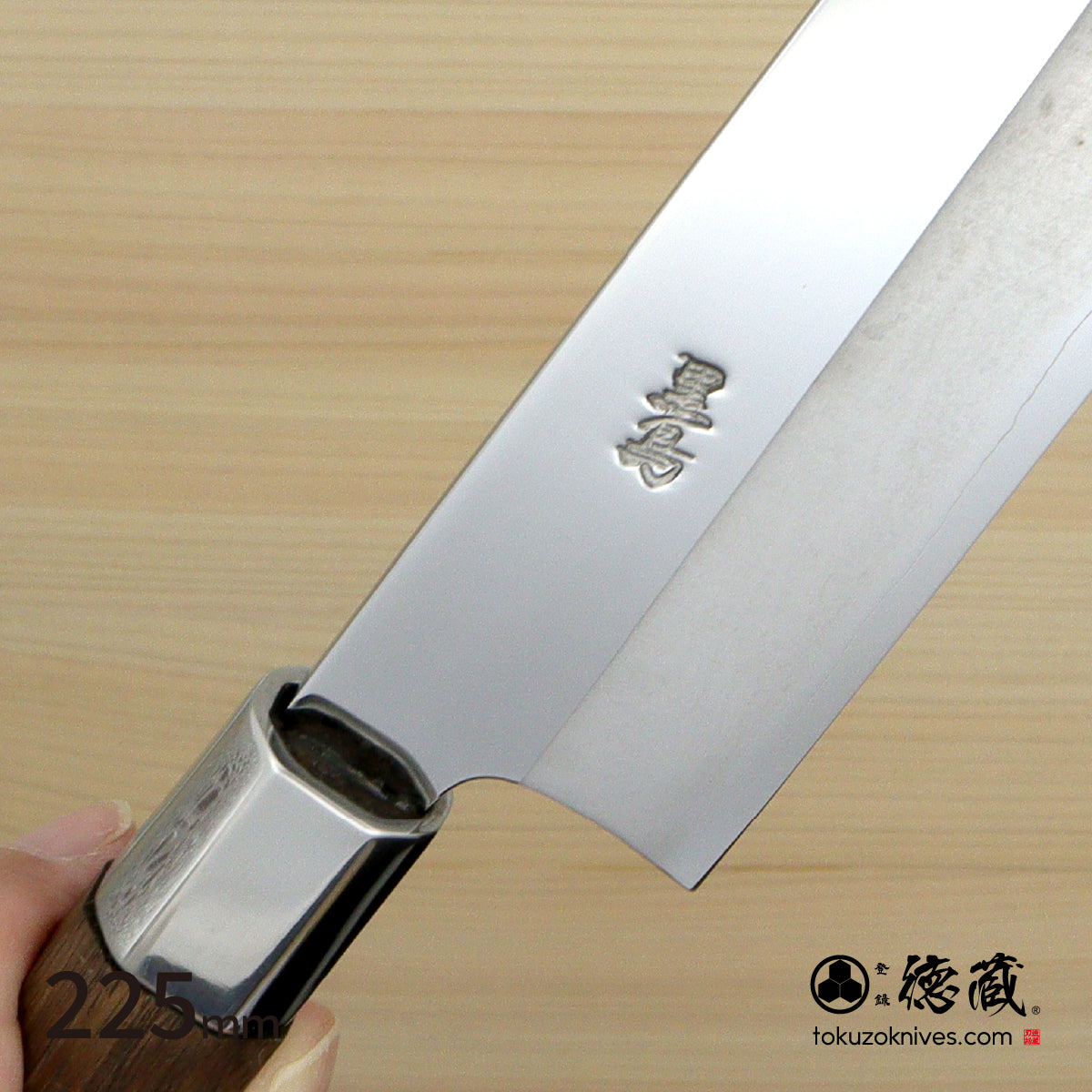 Stainless Silver Steel No. 3　Mirror Finish　Sujibiki Knife (Slicer)　Walnut Tree Octagonal Handle