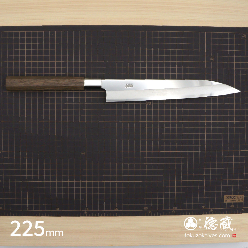 Stainless Silver Steel No. 3　Mirror Finish　Sujibiki Knife (Slicer)　Walnut Tree Octagonal Handle