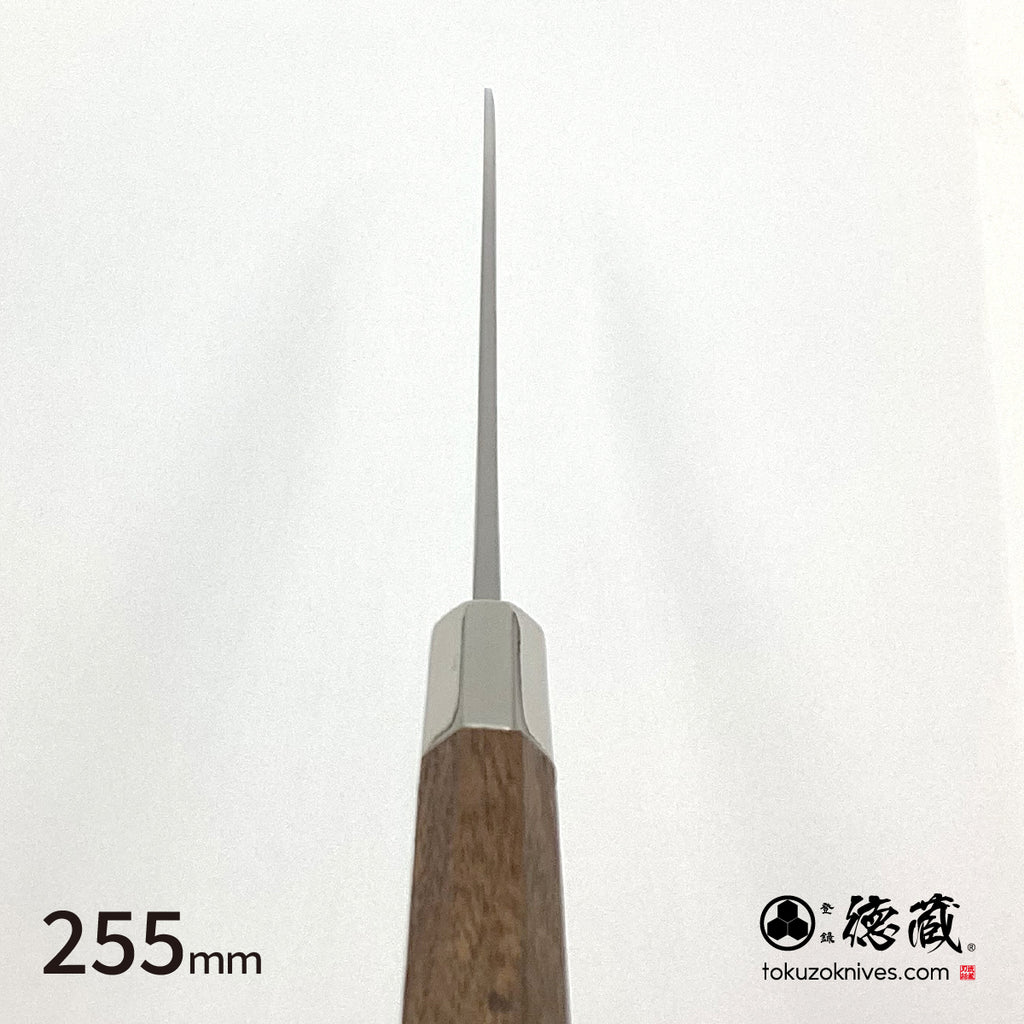 Stainless Silver Steel No. 3　Mirror Finish　Sujibiki Knife (Slicer)　Walnut Tree Octagonal Handle