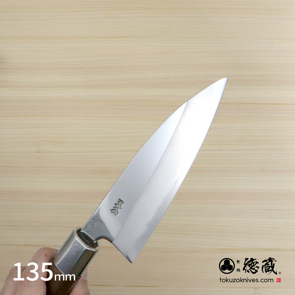 銀三 鏡面 中厚ペティ 胡桃八角