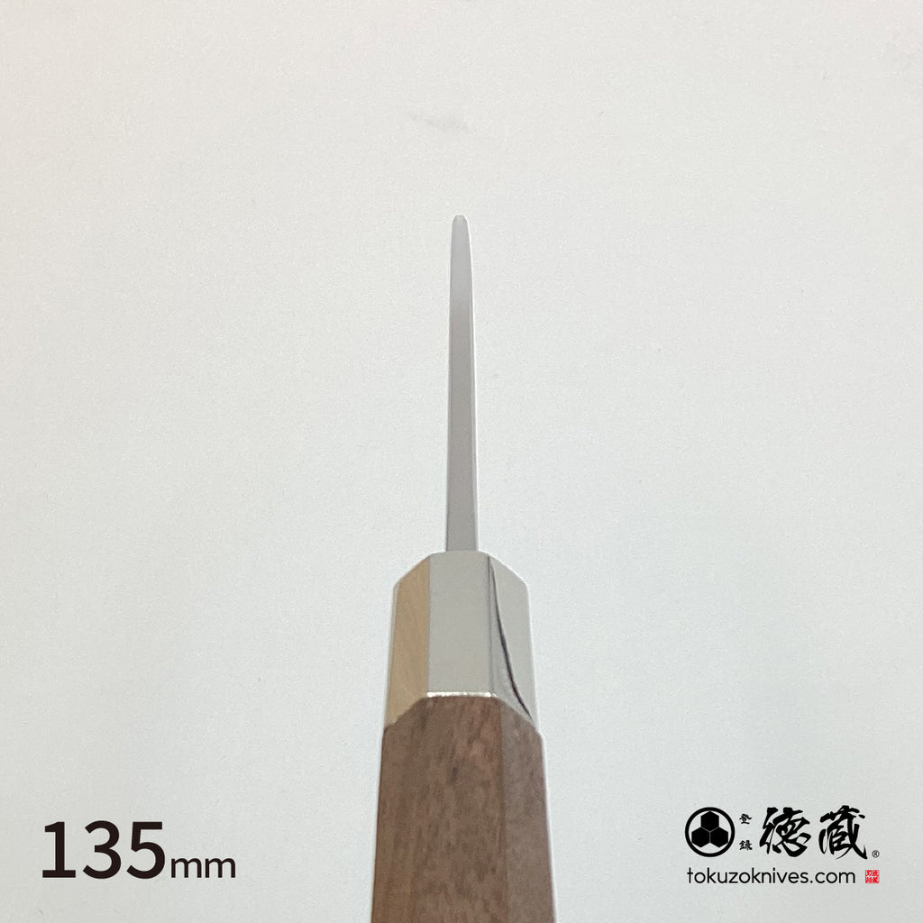 銀三 鏡面 中厚ペティ 胡桃八角