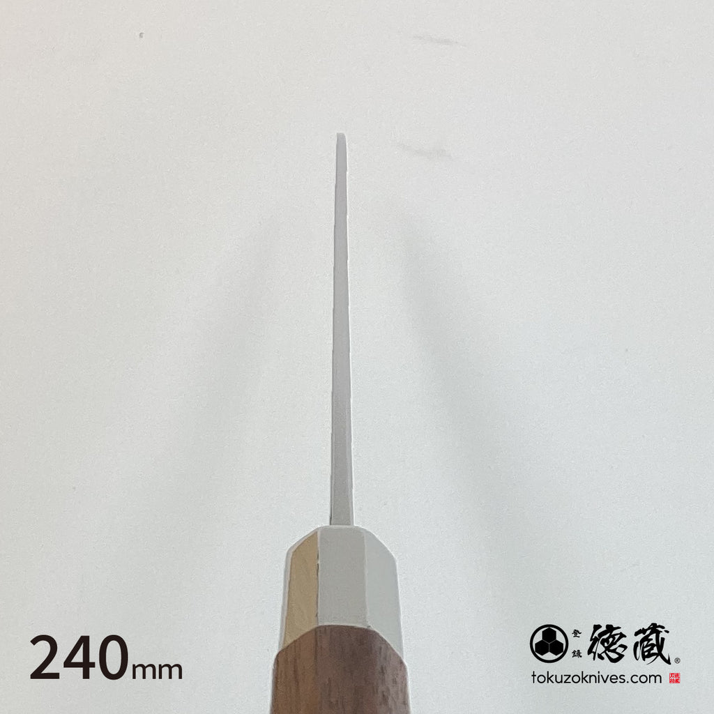 Gin San Mirror Finish Yanagiba Knife Walnut Octagonal Tensoge Handle