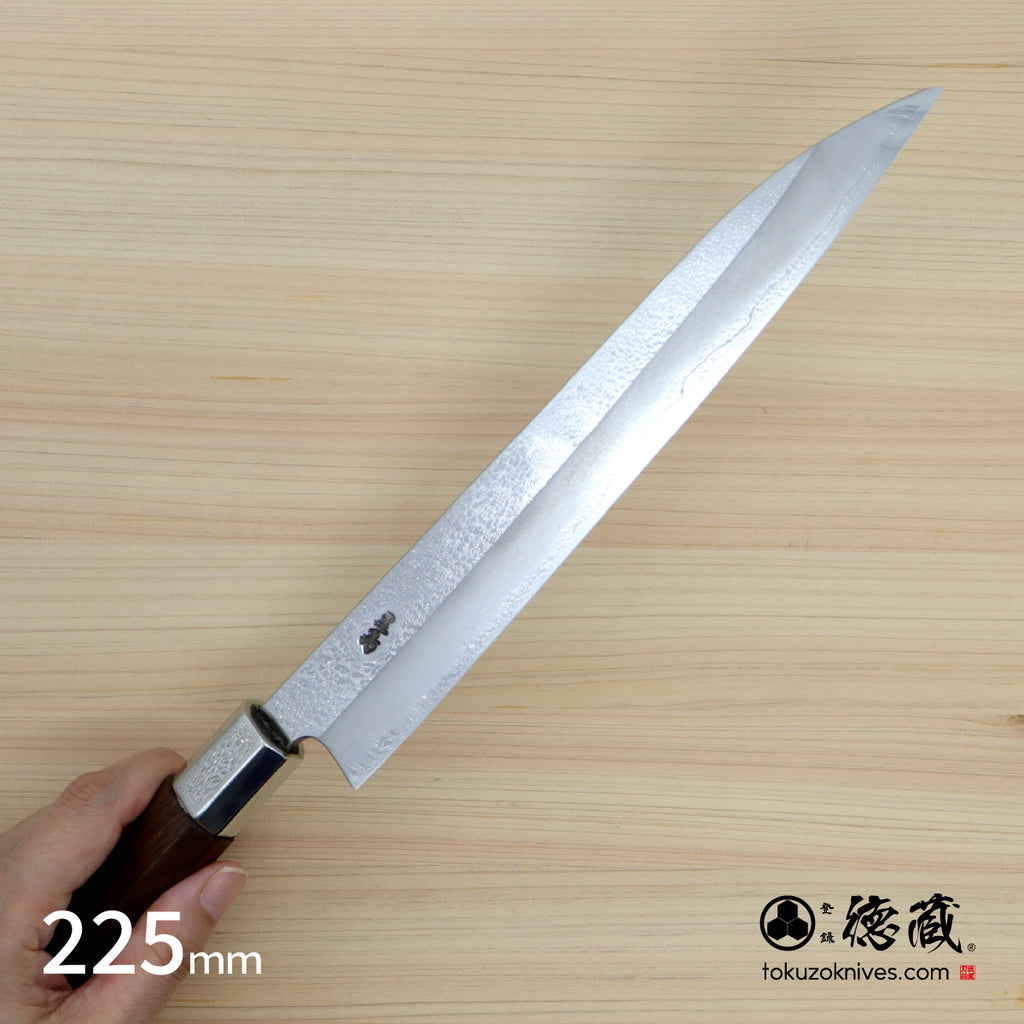 Gin San Mirror Finish Yanagiba Knife Walnut Octagonal Tensoge Handle