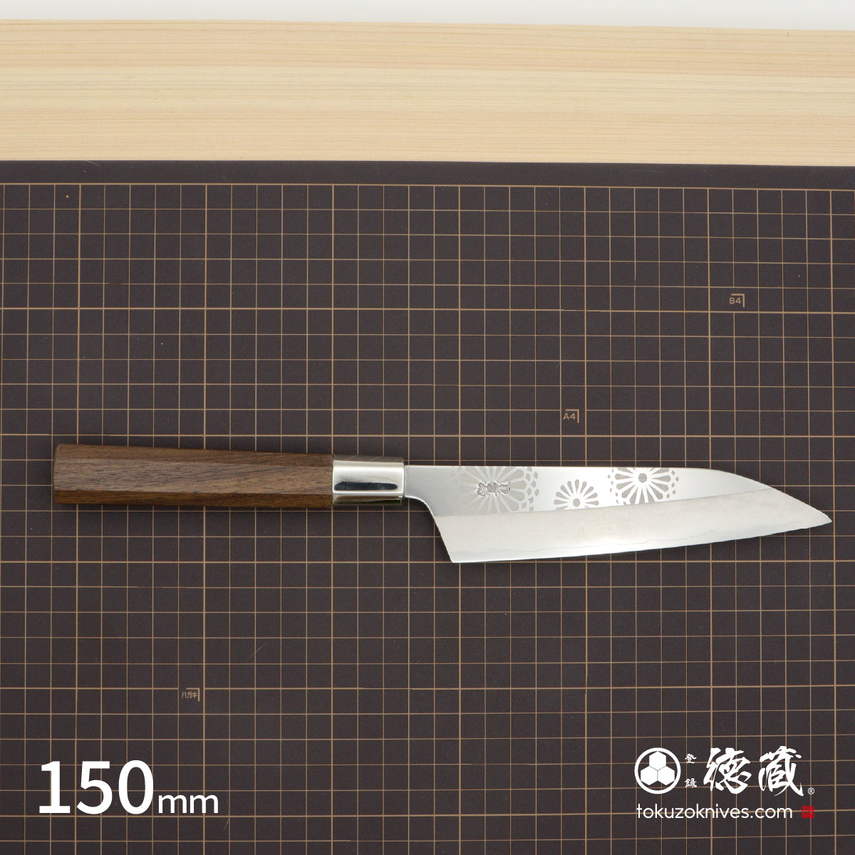 Gin San Petty / Paring Knife Japanese pattern Walnut Octagonal Handle