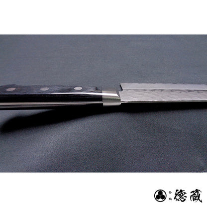 Stainless AUS8 Hammered Finish Santoku Knife Black Handle