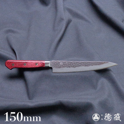 Stainless AUS8 Hammered Finish Petty / Paring Knife Red Handle