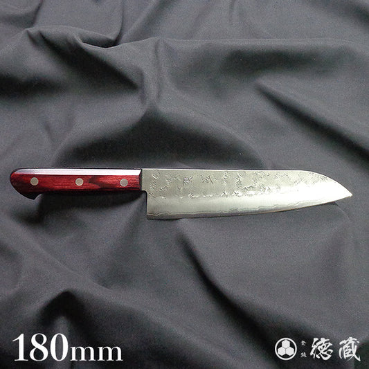 Silver-3 matt finish Santoku- knife red handle