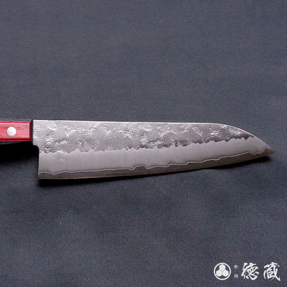 Silver-3 matt finish Santoku- knife red handle