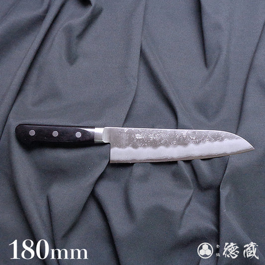 銀三 梨地仕上 三徳包丁 黒ハンドル