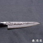 銀三　梨地仕上　ペティナイフ　黒ハンドル