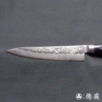 銀三　梨地仕上　ペティナイフ　黒ハンドル