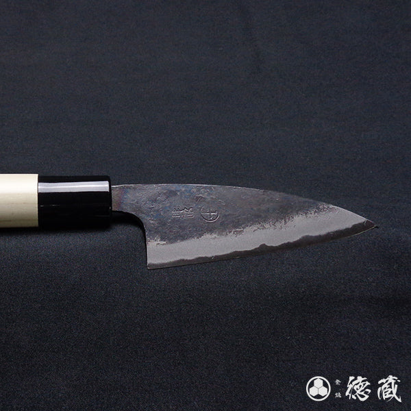 青二 黒打仕上 小包丁 朴柄 – 徳蔵刃物 TOKUZO KNIVES