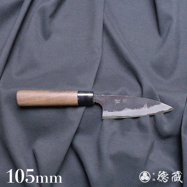 Blue-2  blackened finish  small kitchen knife  walnut handle