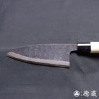 青二　黒打仕上　厚出刃包丁　朴柄