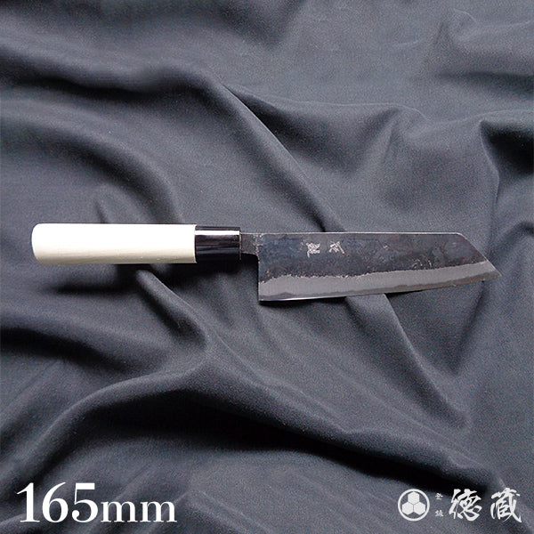 青二 黒打仕上 文化包丁 朴柄 – 徳蔵刃物 TOKUZO KNIVES