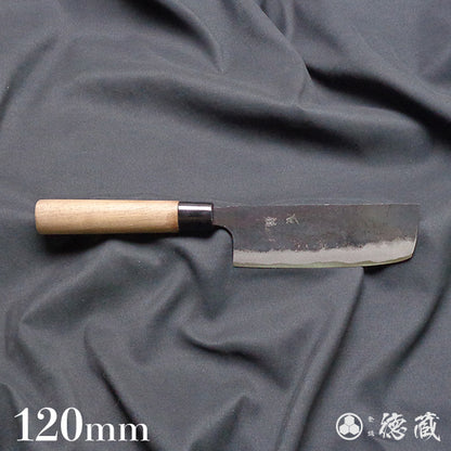 Carbon Blue Steel No. 2 Black Finish Nakiri Knife Walnuts Handle