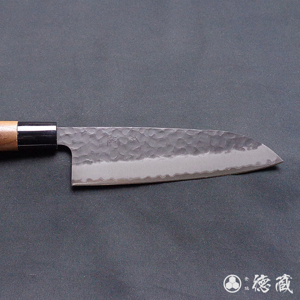 blue super carbon steel   hammered black surface finish  santoku  walnuts handle