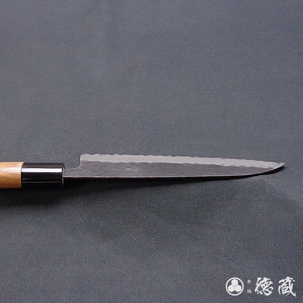 blue super carbon steel   hammered black surface finish  santoku  walnuts handle