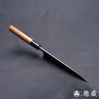 青二　黒打仕上　三徳包丁　胡桃柄