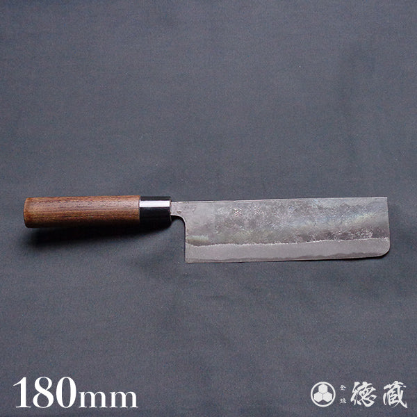 Blue-2  blackened finish  Nakiri-knife  wenge tree handle
