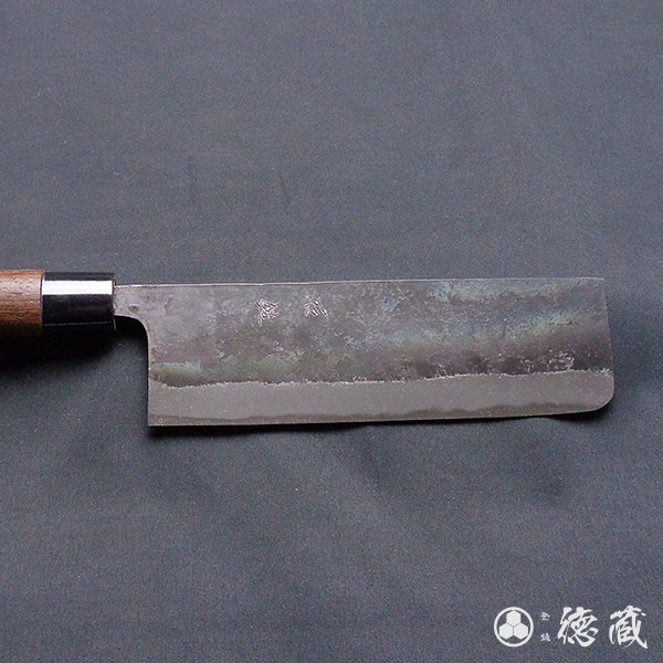 Blue-2  blackened finish  Nakiri-knife  wenge tree handle
